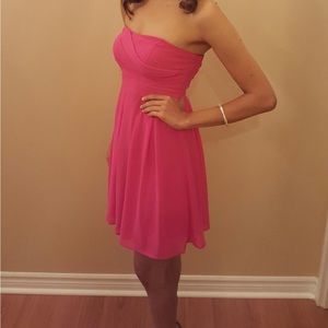 Chelsea hot pink cocktail strapless dress